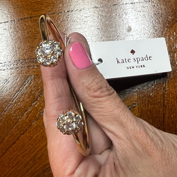 NWT Kate Spade Rise and Shine gold plated hinged bracelet with clear stones - Picture 6 of 6